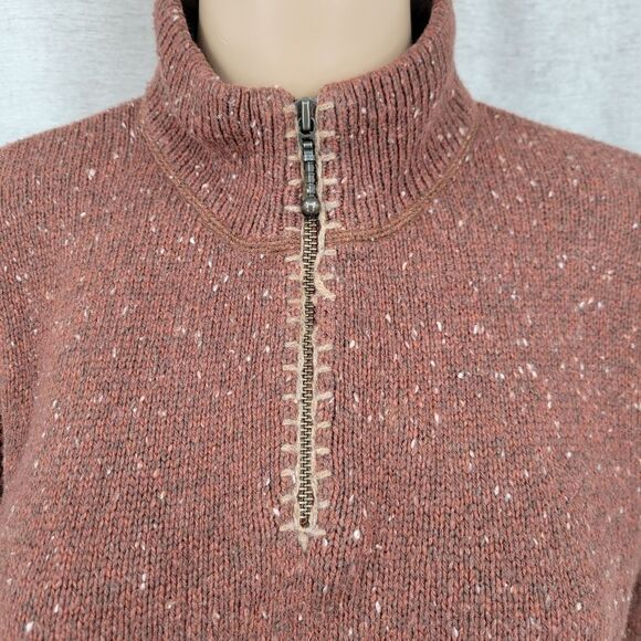 Woolrich Brown Cinnamon Heather Half Zip Sweater Women's Medium Wool Blend - Picture 2 of 11